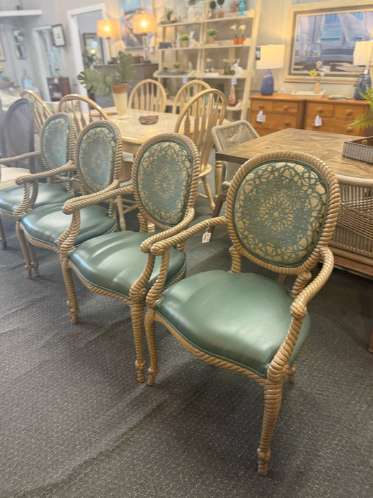 Set of 4 Vintage Intalian Turquoise Dining Chairs