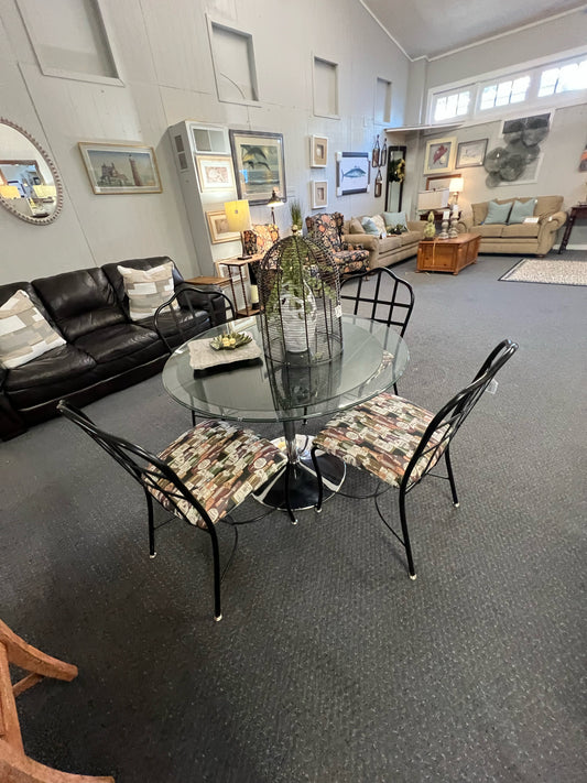 Black Chrome Tulip Table and 4 Chairs