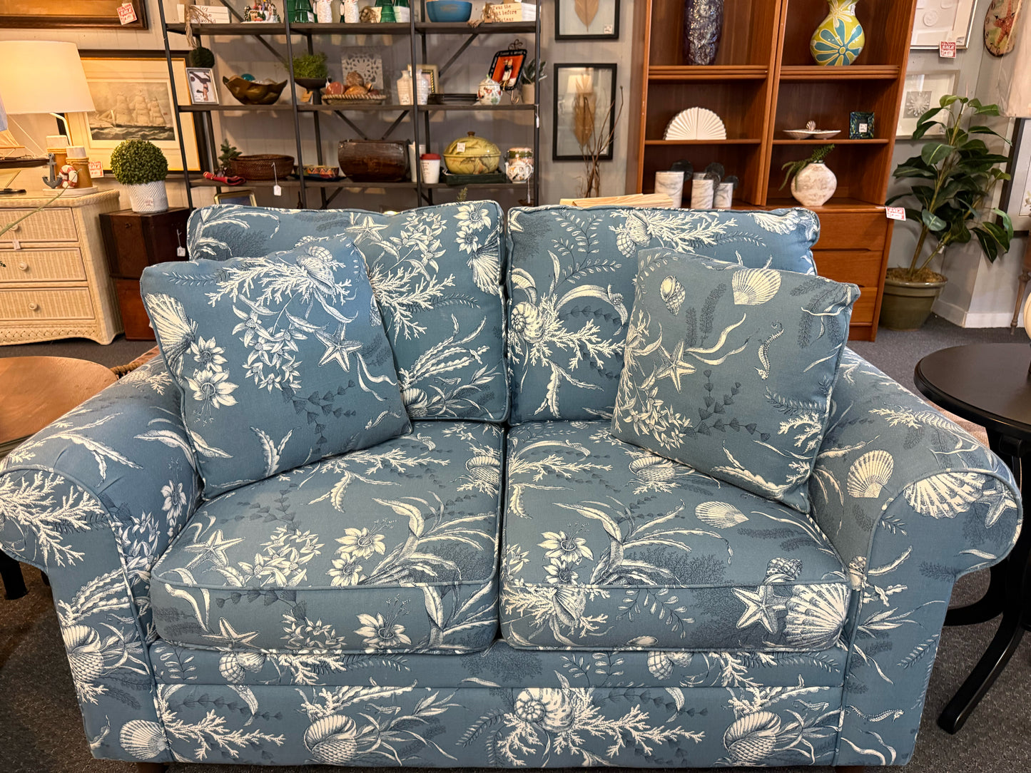 Stanley Chair Navy and White Starfish Loveseat