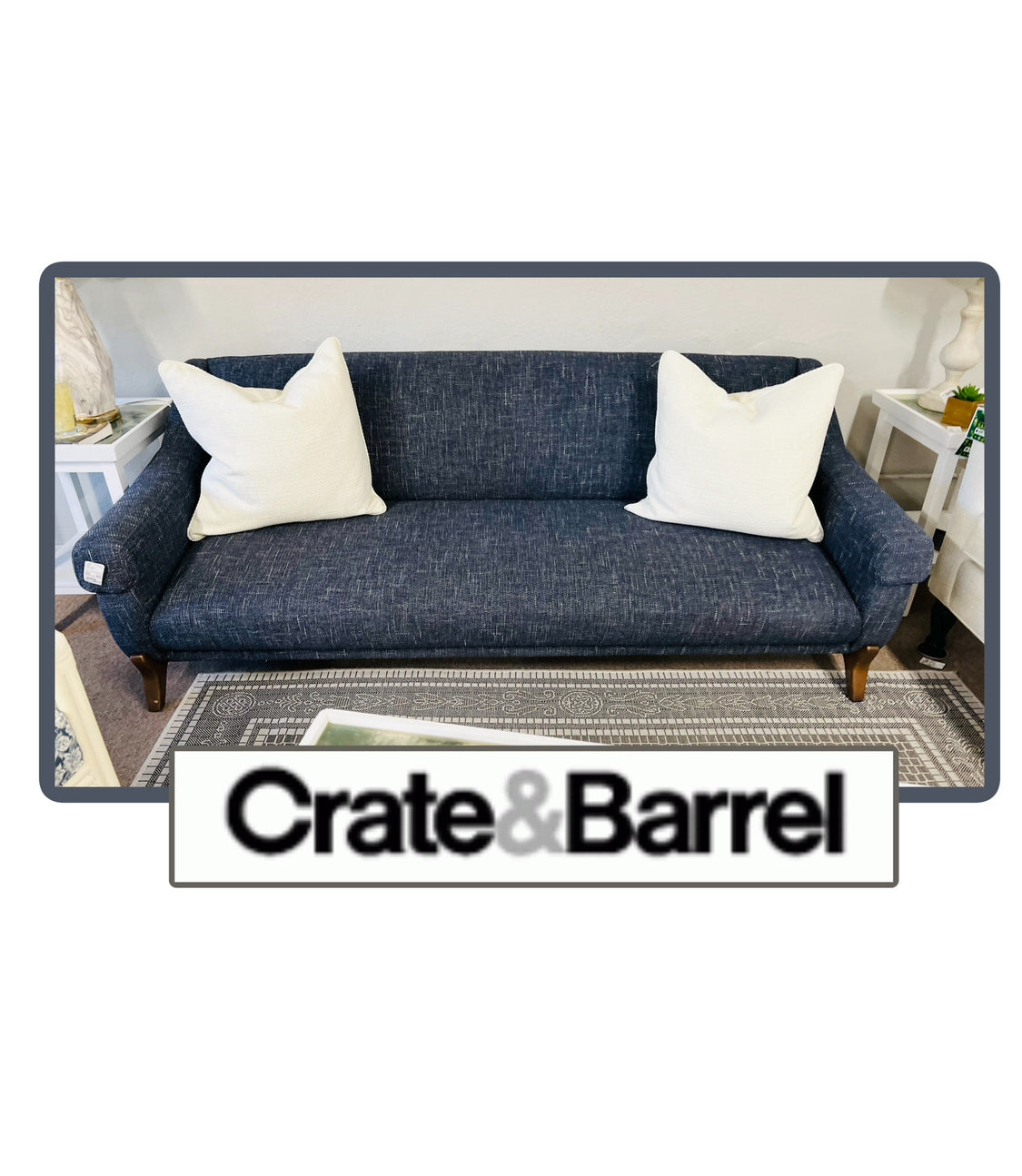 Crate & Barrel Navy Sofa