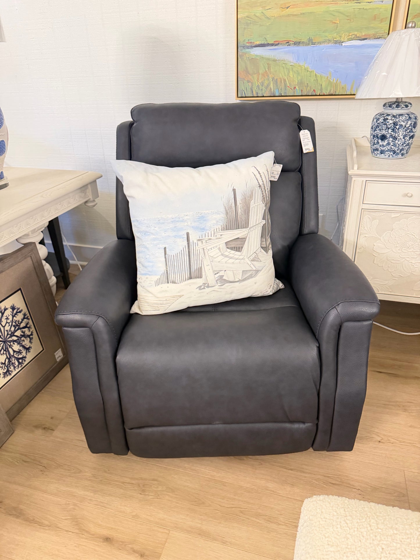 Navy Leather Recliner
