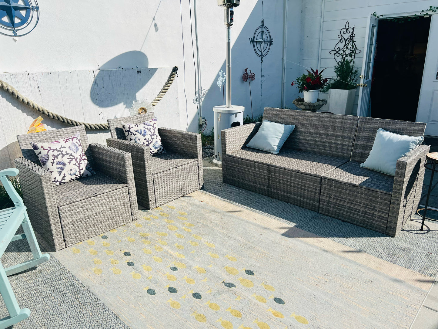 Grey Wicker Outdoor Set