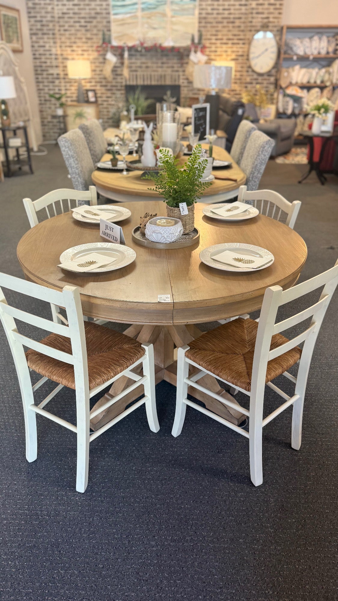 Set of 4 Cream Rush Bottom Dining Chairs