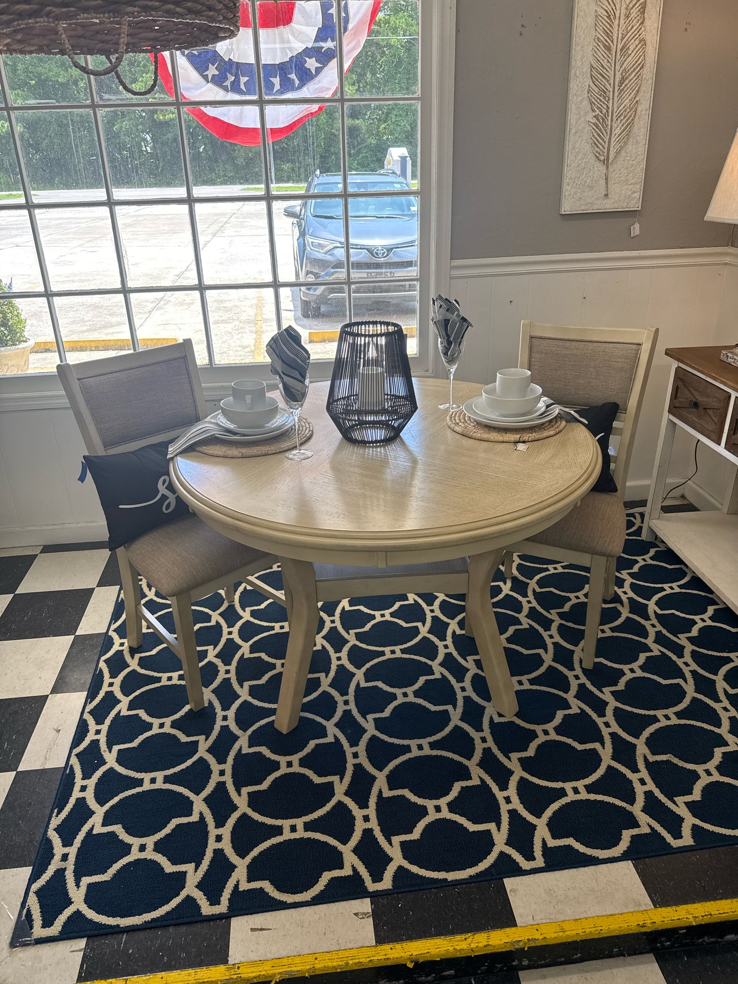 Parchment Dining Table and 2 Chairs