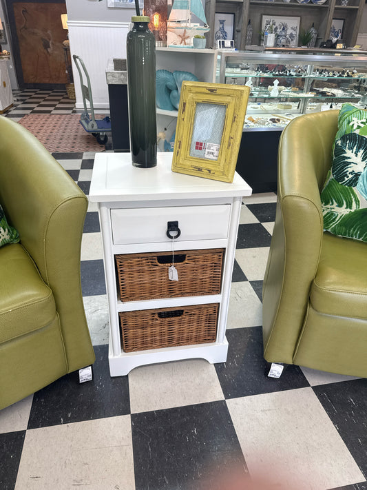 Alabaster Side Table with Baskets